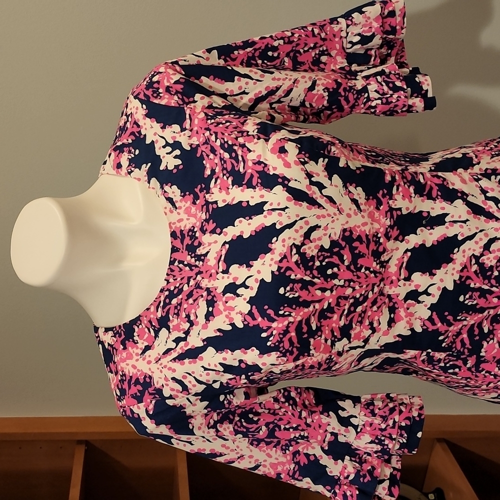 Lilly Pulitzer Fiesta Stretch Pink and Blue Beyond the Sea Dress - Picture 4 of 13